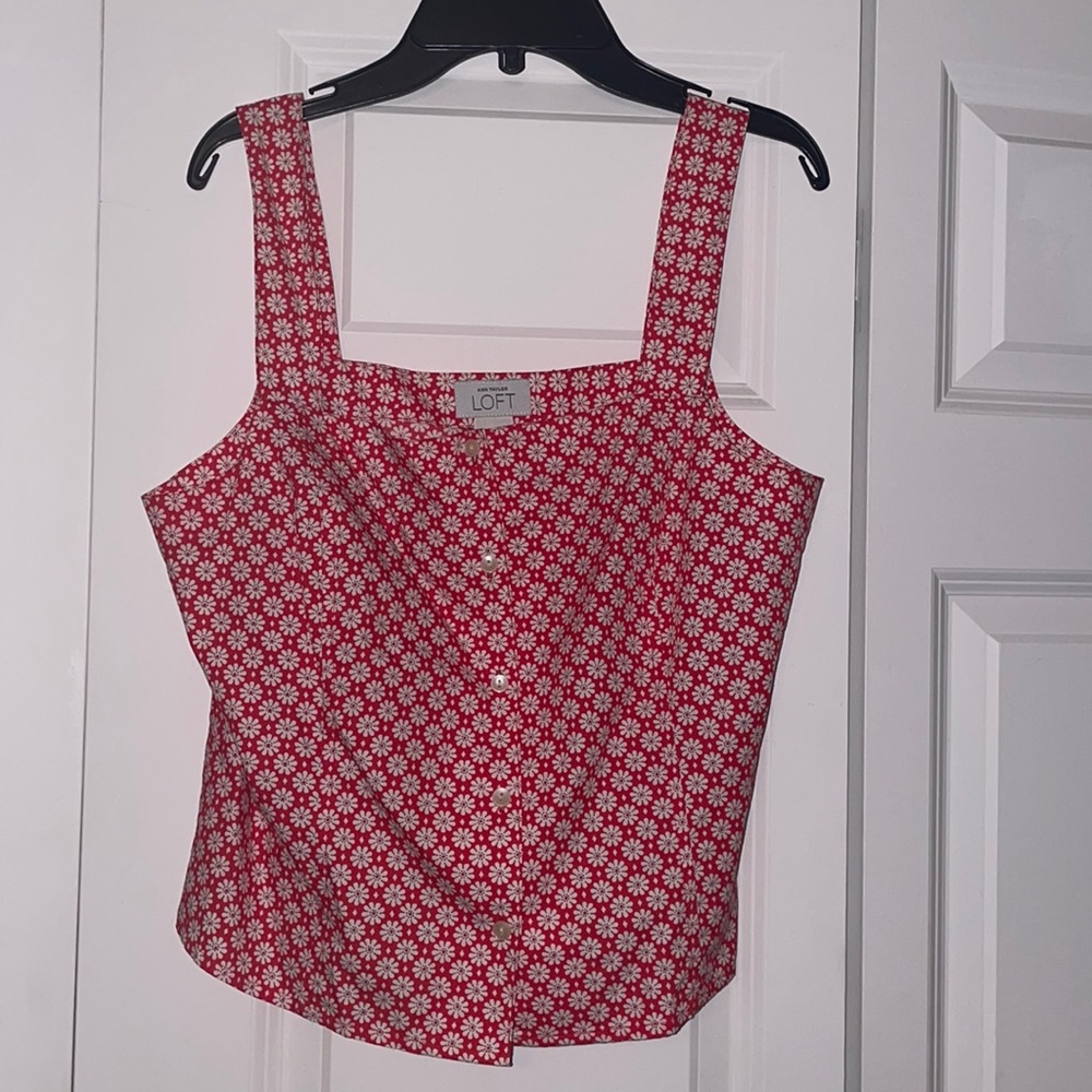 Loft Size 8 Floral Button Tank